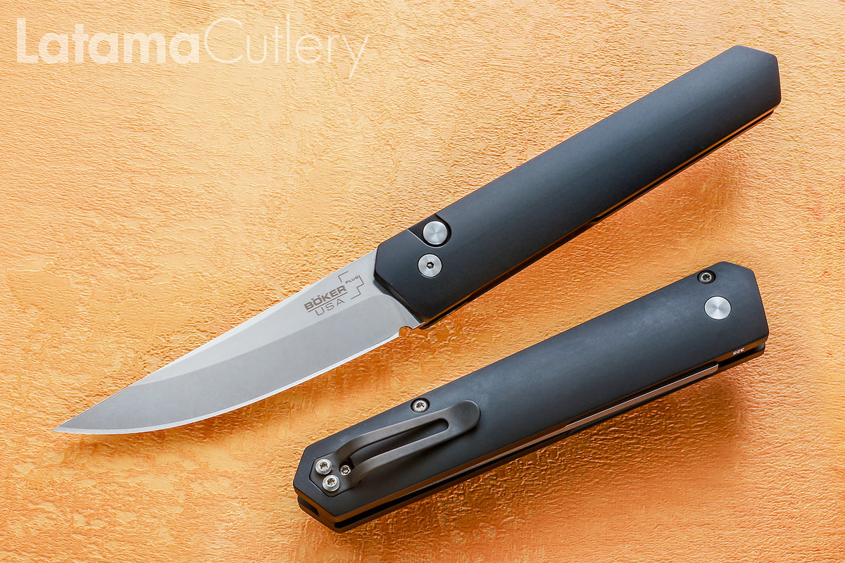 Boker/Pro-Tech/Burnley Kwaiken Automatic (06EX291) Black and Two Tone Stonewash Blade