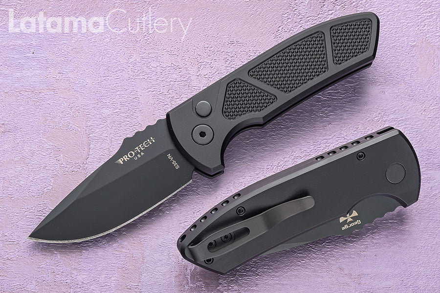 Pro-Tech Les George SBR Blackout DLC Black Blade, Knurled Aluminum Auto #LG407