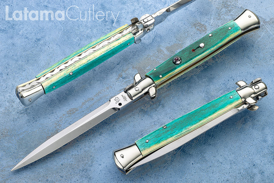Walt's Custom Plus Ruby – Dyed Green Bone 11" NEW Dagger - W/File C-GB-D1116