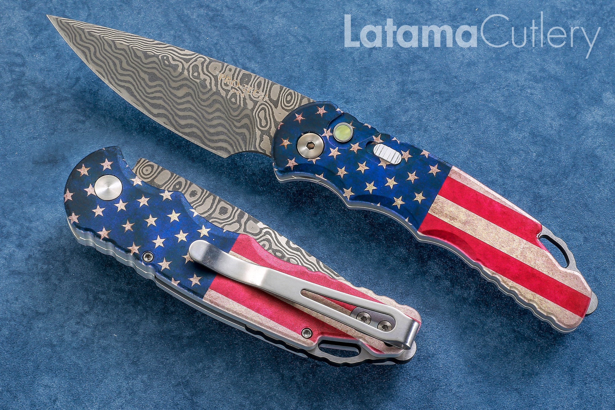 Pro-Tech TR 5 PK Flag Anodizing Damascus T540-DAM