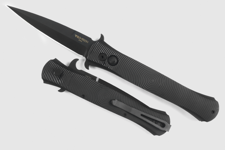 Protech Large Don Automatic Knife 3D Ring Pattern (4.5" Black) 1926