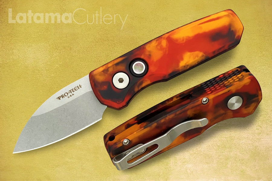 Pro-Tech Runt 5 "Del Fuego" Stonewash Magnacut 2-inch Wharncliffe Blade Auto #R5301-DF