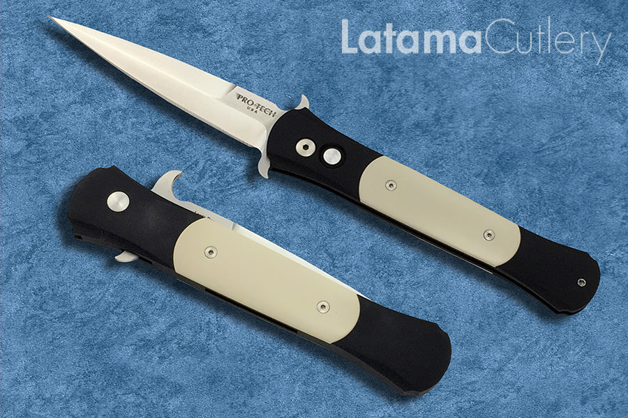 Pro-Tech Large DON “Tuxedo” Ivory Micarta Satin Blade 1951